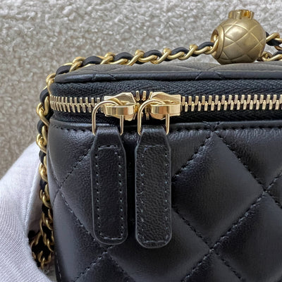 Chanel Pearl Crush Adjustable Chain Small Vanity in Black Lambskin and AGHW (Model: AP2303)