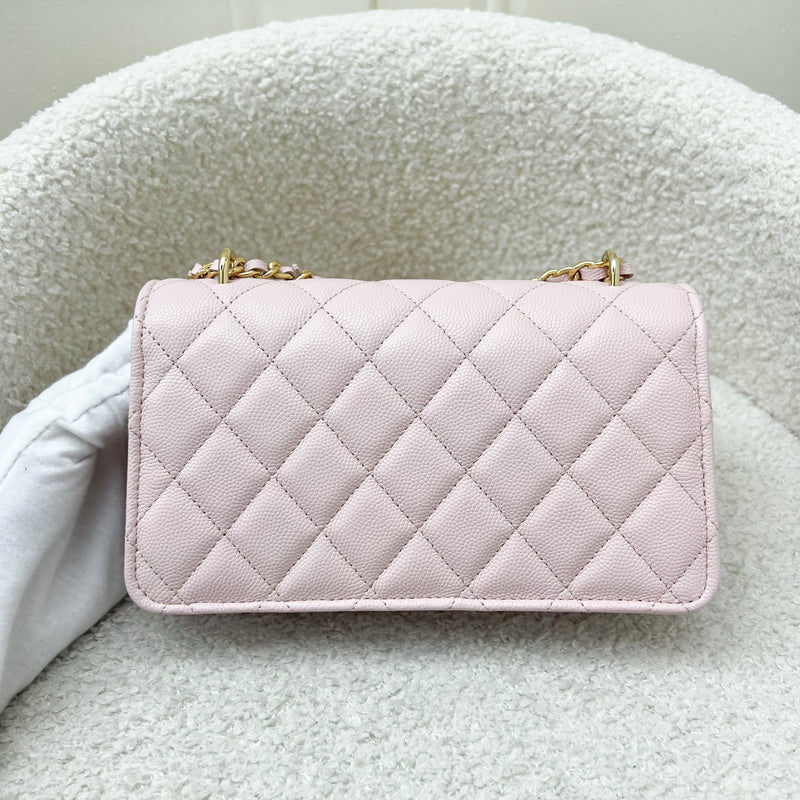 Chanel 23S Classic Flap Charm Wallet on Chain WOC in Sakura Pink Caviar and GHW