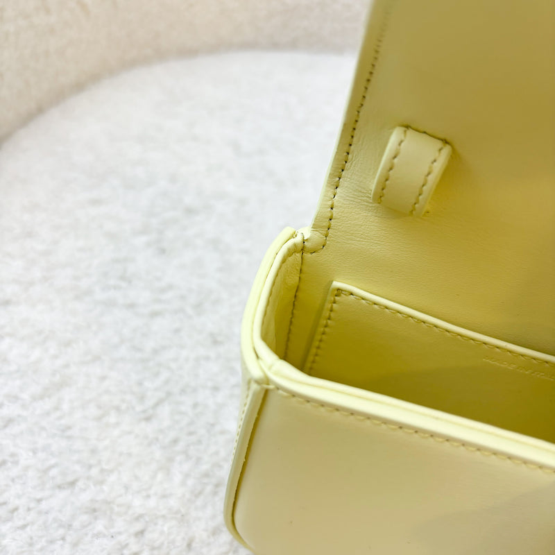 Celine Triomphe Mini Claude Flap Bag in Light Yellow Shiny Calfskin and GHW