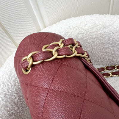 Chanel Classic Jumbo Double Flap in 18C Burgundy Dark Red Iridescent Caviar and AGHW