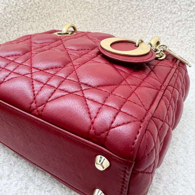 Dior Mini Lady Dior in Cherry Red Lambskin and GHW