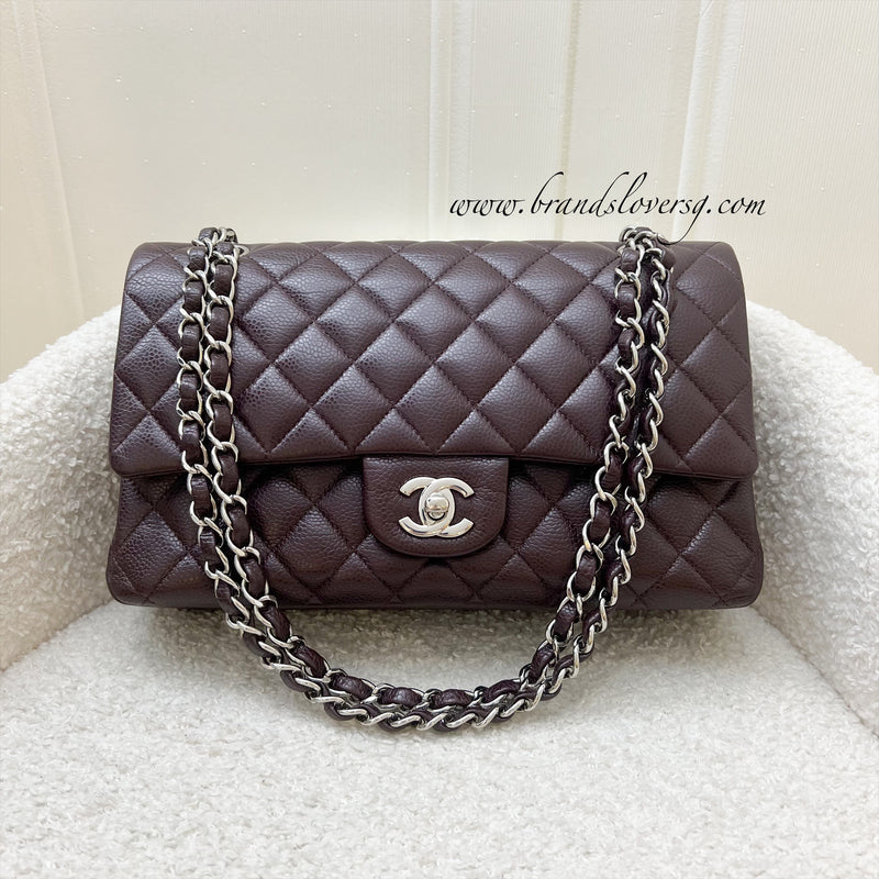 Chanel Medium Classic Flap CF in Dark Brown Caviar and SHW