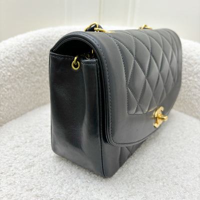 Chanel Small 22cm Diana Flap in Black Lambskin and 24K GHW