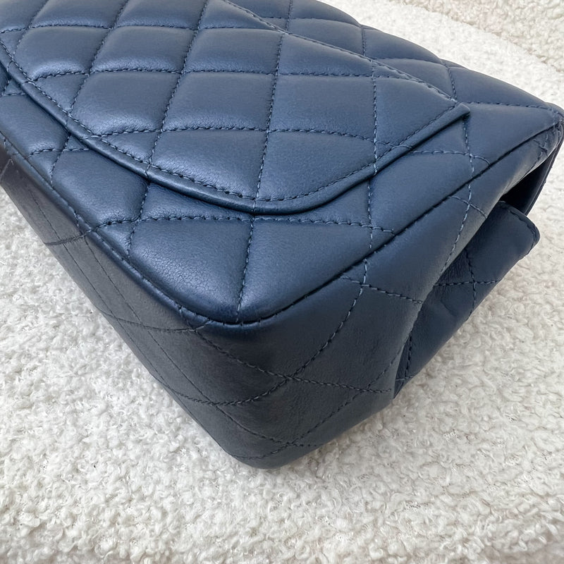 Chanel Classic Square Mini Flap in Blue Lambskin and SHW