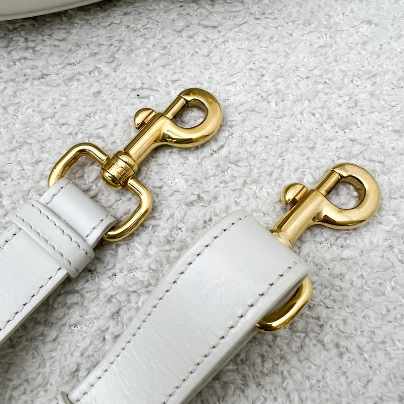 Dior Medium Bobby Flap Bag in White Calfskin and GHW