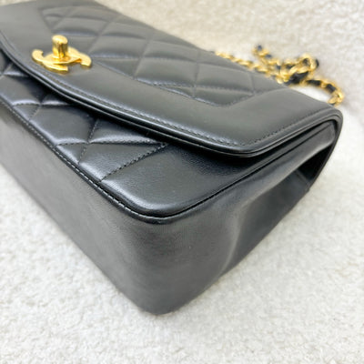 Chanel Small 22cm Diana Flap in Black Lambskin and 24K GHW