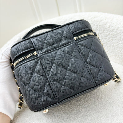 Chanel 22S Top Handle Vanity Case with Chain in Black Caviar LGHW