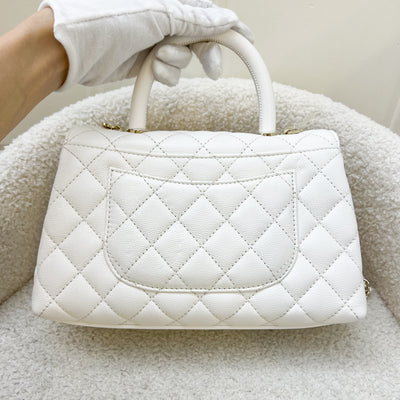 Chanel Small 24cm Coco Handle in White Caviar and LGHW