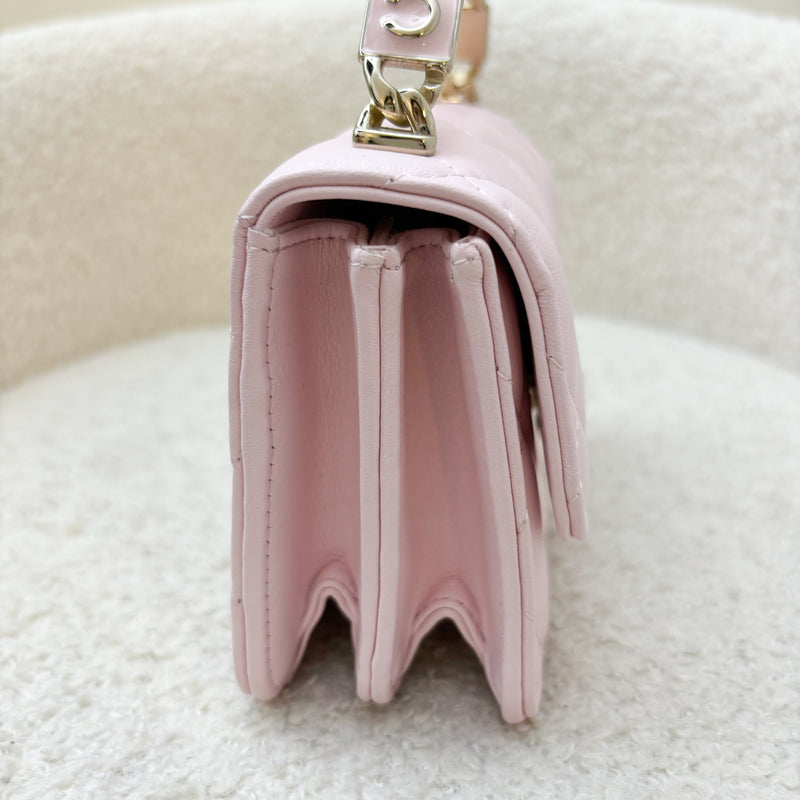 Chanel Seasonal Top Handle Mini Bag / Clutch on Chain in Pink Lambskin and GHW