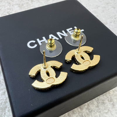 Chanel CC Logo Earrings with Black Enamel