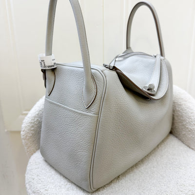 Hermes Lindy 30 in Gris Perle Clemence Leather and PHW