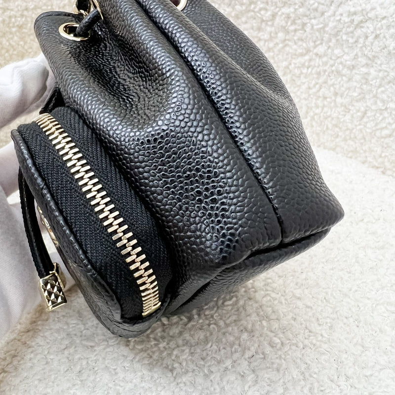 Chanel Business Affinity Mini / Micro Bucket Bag in Black Caviar and LGHW