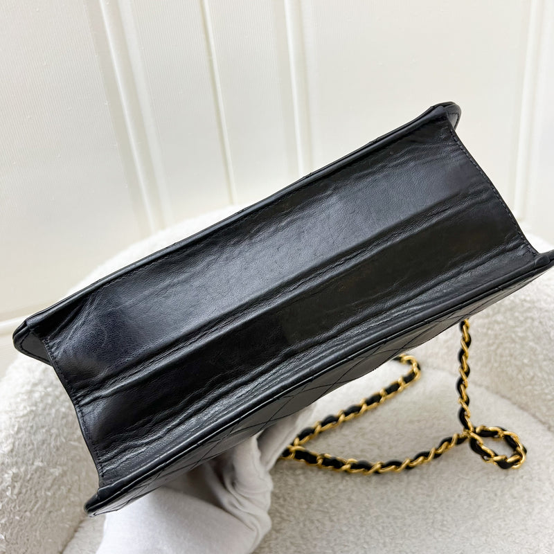 Chanel Vintage Push Lock Square in Black Lambskin GHW