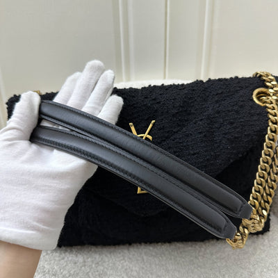 Saint Laurent YSL Small Loulou Puffer Bag in Black Wool / Tweed and GHW