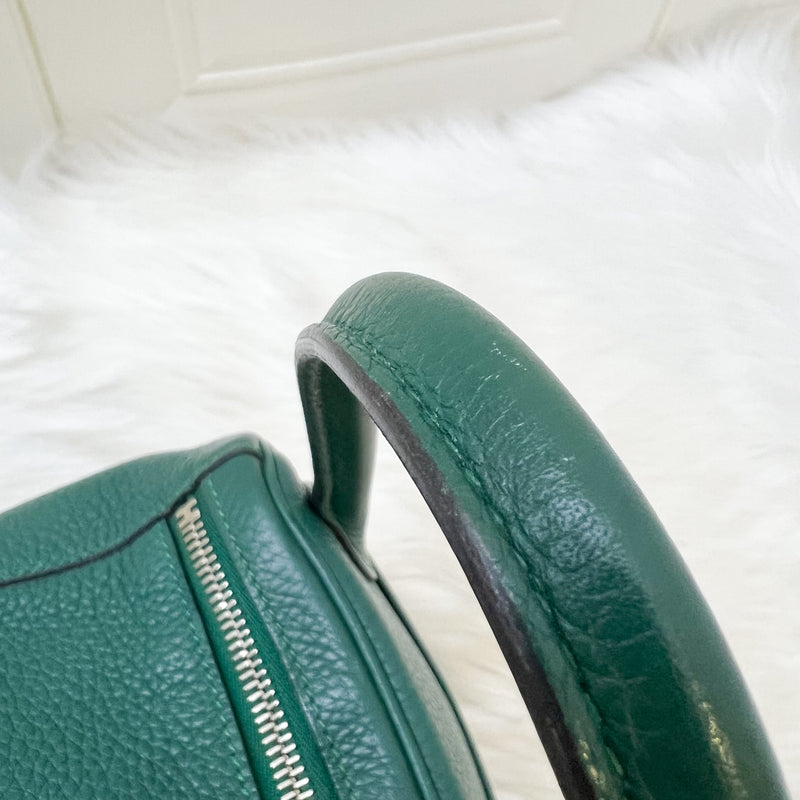 Hermes Lindy 30 in Green (Likely Malachite) Clemence Leather and PHW