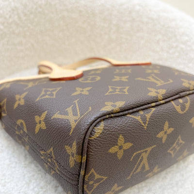 LV Neverfull BB in Monogram Canvas and Beige Patterned Strap