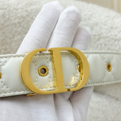 Dior 30 Montaigne Belt in White Cannage Lambskin and GHW Sz 75