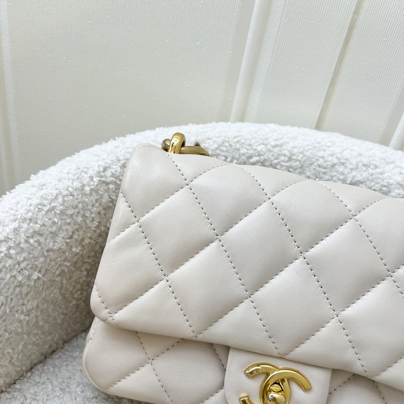 Chanel Seasonal Small Funky Chain Flap Bag in Light Beige Lambskin and GHW