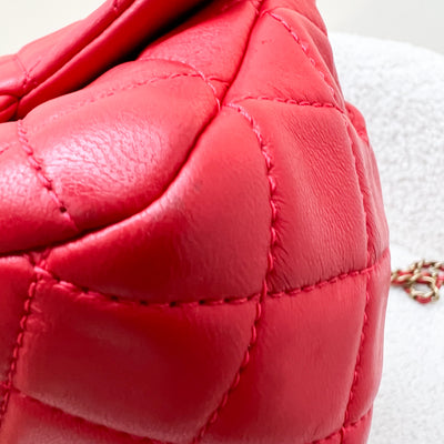 Chanel Pearl Crush Mini Square Flap in Red Lambskin and AGHW