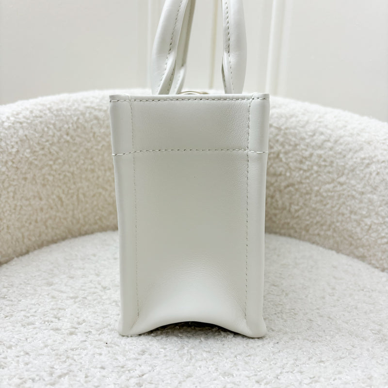 Dior Mini Book Tote in White Macrocannage Lambskin and LGHW