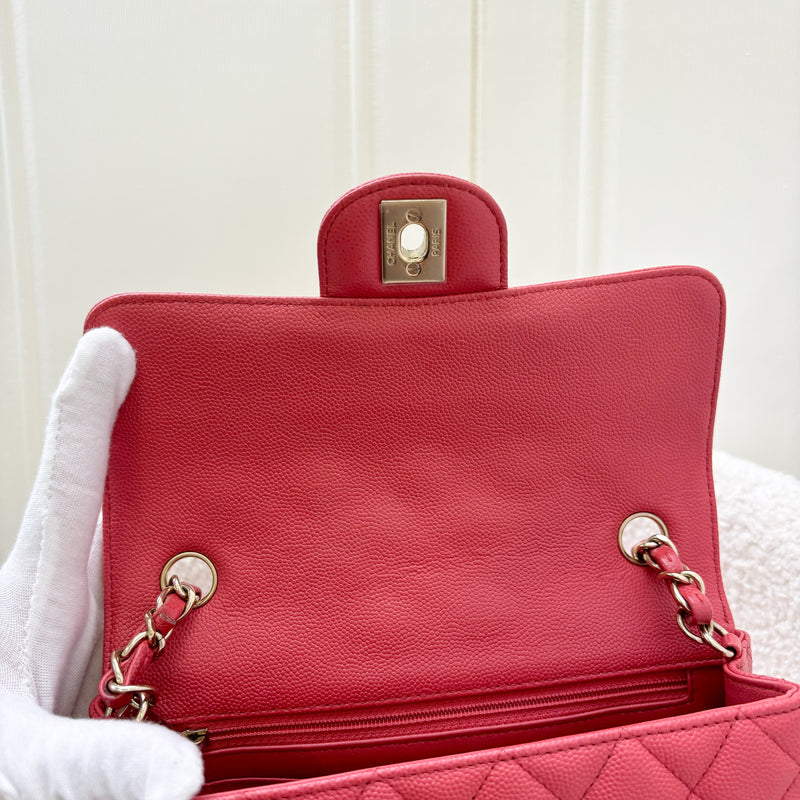 Chanel Classic Mini Rectangle Flap in 17C Dark Pink Caviar LGHW