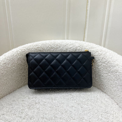 Chanel Wristlet Clutch in Black Caviar and GHW