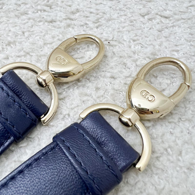 Dior Medium Lady Dior in Navy Lambskin and LGHW (Newer Version with Adjustable Strap)