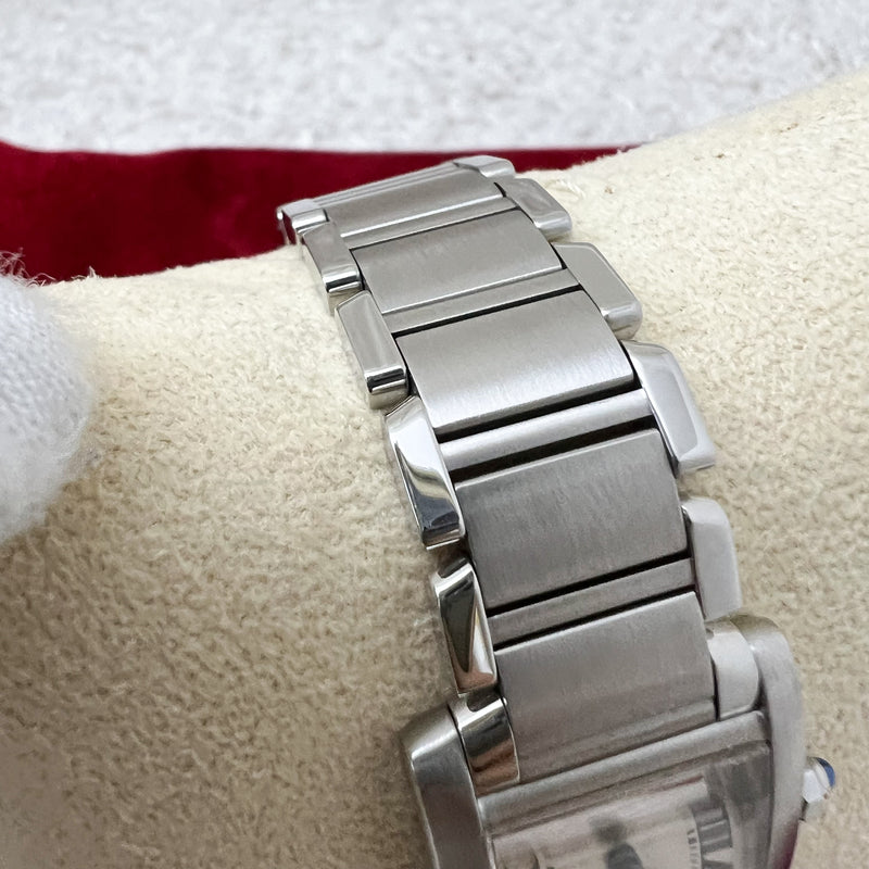 Cartier Small Tank Française Watch in Steel and Quartz Movement (wrist size about 15cm)