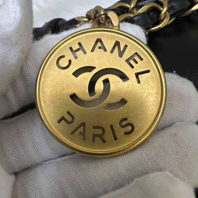 (2024 Receipt) Chanel 22 Small Hobo Bag in Black Calfskin and AGHW (Model: AS3260)