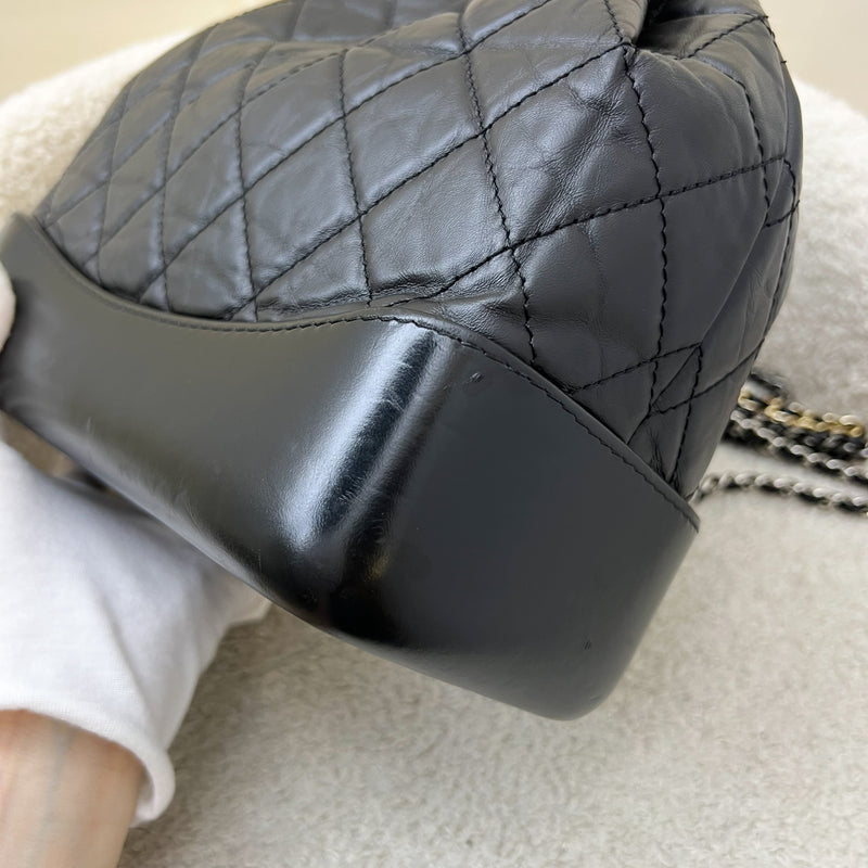 Chanel Gabrielle Small Backpack in Black Distressed Leather, Black Base and 3-tone HW