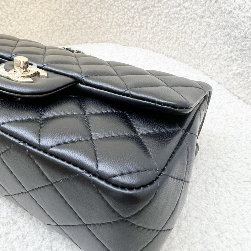 Chanel Classic Mini Rectangle Flap in Black Lambskin and LGHW