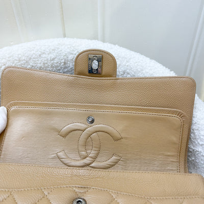 Chanel Medium Classic Flap CF in Beige Caviar and SHW