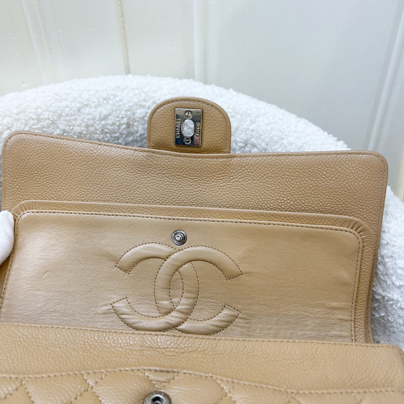 Chanel Medium Classic Flap CF in Beige Caviar and SHW