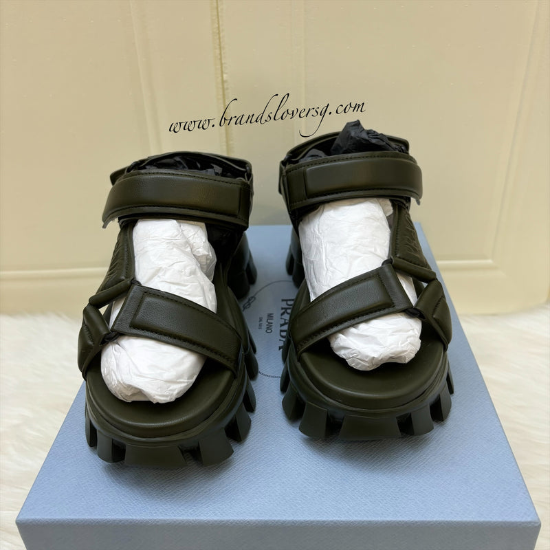 Prada Chunky Sandals in Nappa Leather with Velcro Fasteners Sz 37