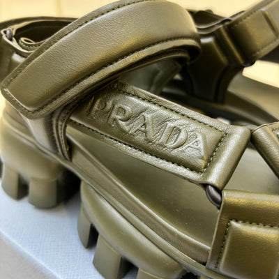 Prada Chunky Sandals in Nappa Leather with Velcro Fasteners Sz 37