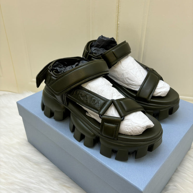 Prada Chunky Sandals in Nappa Leather with Velcro Fasteners Sz 37