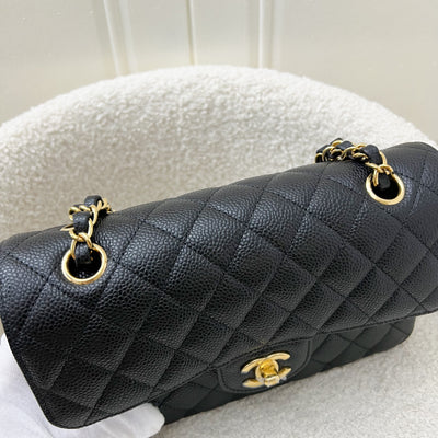 Chanel Small Classic Flap CF in Black Caviar and GHW (Model: A01113)