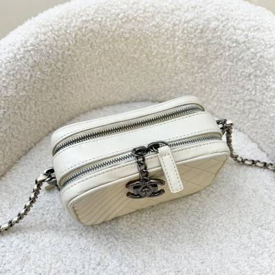 Chanel Seasonal Micro Camera Bag with CC Charm in Light Grey Calfskin and RHW