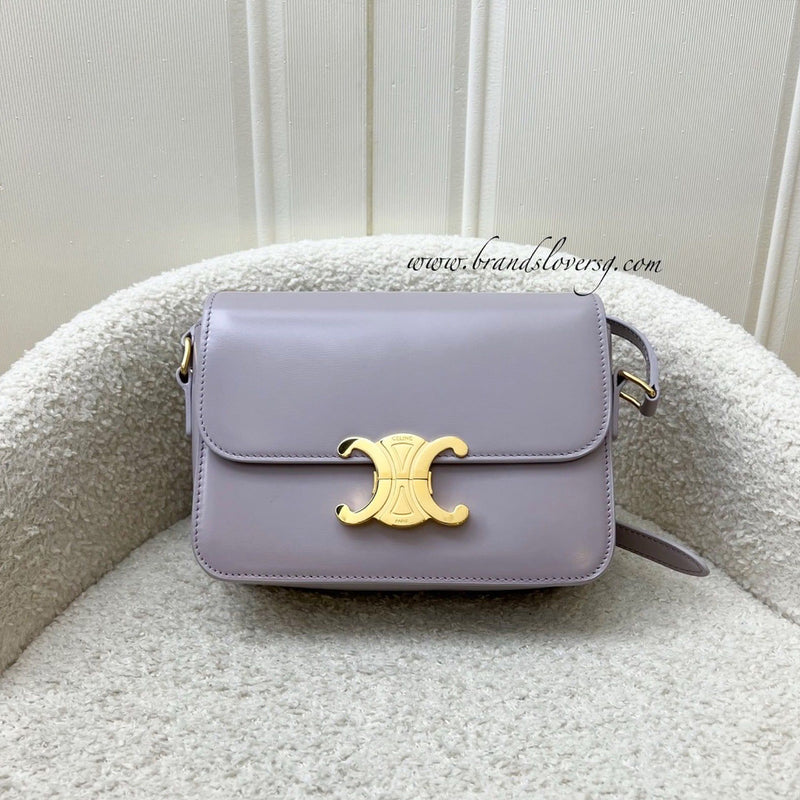 Celine Teen Triomphe Flap Bag in Light Lilac Shiny Calfskin and GHW (Model: 188423BF4.32LA)