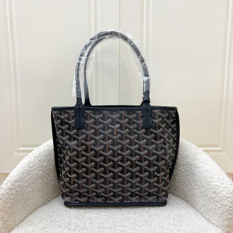 Goyard Mini Anjou Tote Bag in Black Goyardine Canvas and Leather