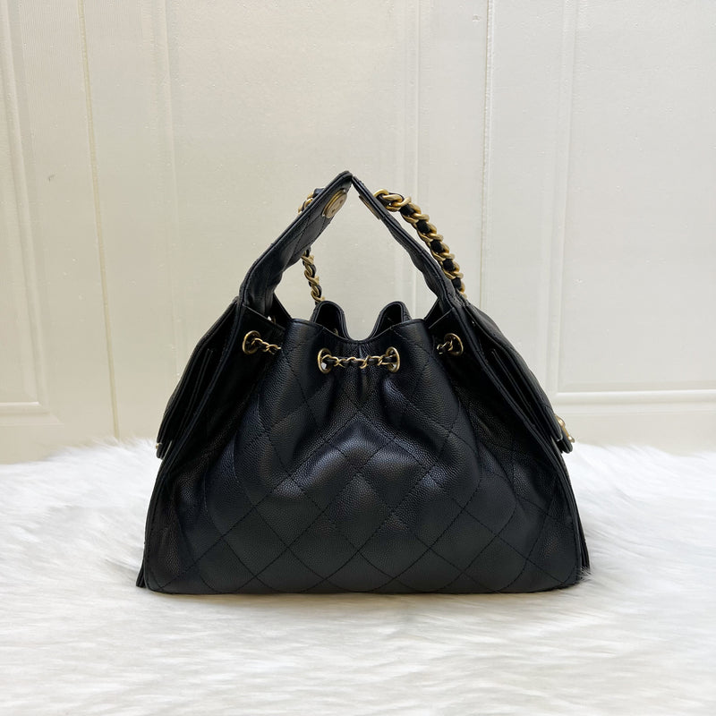 Chanel 25 Small Hobo Bag in Black Caviar and AGHW (Model: AS5293)