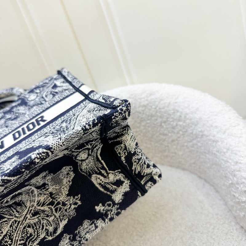 Dior Small Book Tote in Dark Blue Reverse Toile De Jouy Canvas