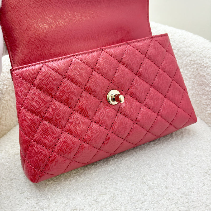 Chanel Small 24cm Coco Handle in 21A Dark Pink Caviar and LGHW