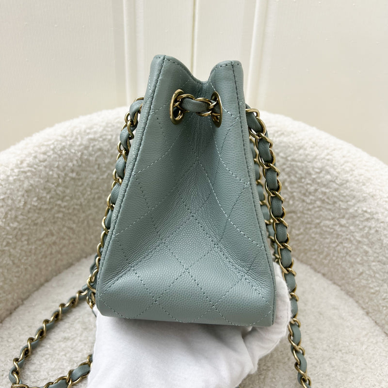 Chanel Bucket Bag in 23C Seafoam Grey Green Caviar and LGHW