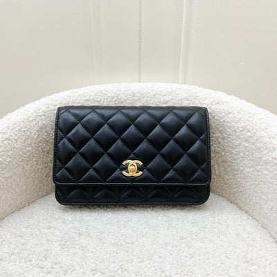 Chanel Pearl Crush Wallet on Chain WOC in Black Lambskin and AGHW