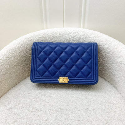 Chanel Boy Wallet on Chain WOC in Blue Caviar and AGHW