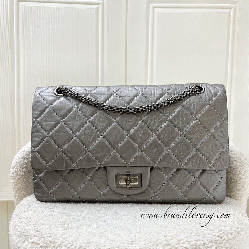 Chanel 2.55 Reissue 227 Maxi Flap in Silver Calfskin and RHW