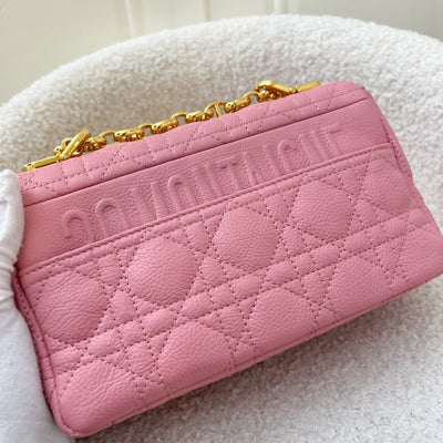 Dior Small Caro Flap Bag in Pink Calfskin GHW