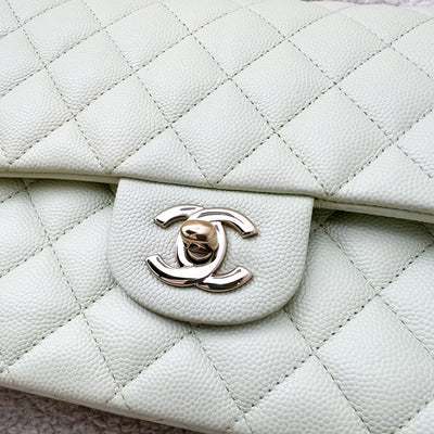 Chanel Medium Classic Flap CF in 22C Apple Green Caviar and LGHW