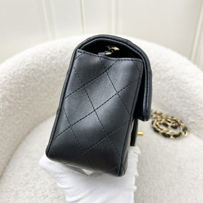 Chanel Classic Mini Rectangle Flap in Black Lambskin and LGHW